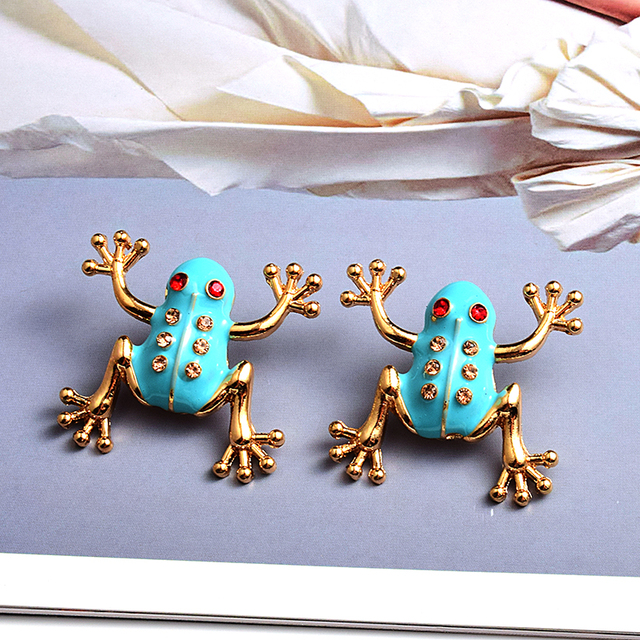 Kolczyki kryształowe żaby metalowe w kolorach spadek, wysoka jakość, biżuteria dla kobiet - Wianko - 6