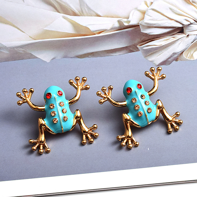 Kolczyki kryształowe żaby metalowe w kolorach spadek, wysoka jakość, biżuteria dla kobiet - Wianko - 5