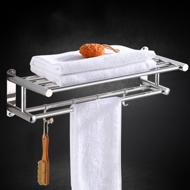 Uchwyt na ręcznik ścienny ze stali nierdzewnej 1 pc Organizer półka do łazienki Hotel Domowe Stojaki do ręczników - Wianko - 3