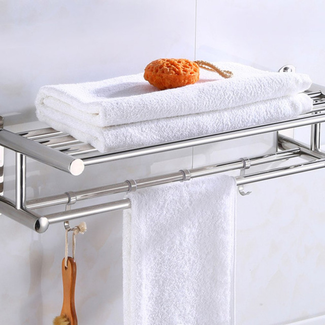 Uchwyt na ręcznik ścienny ze stali nierdzewnej 1 pc Organizer półka do łazienki Hotel Domowe Stojaki do ręczników - Wianko - 5