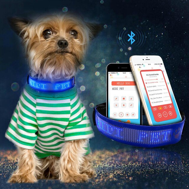Ładowana USB obroża inteligentna z wyświetlaczem LED i Bluetooth dla zwierząt - z imieniem psa i regulacją długości - Wianko - 4