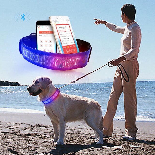 Ładowana USB obroża inteligentna z wyświetlaczem LED i Bluetooth dla zwierząt - z imieniem psa i regulacją długości - Wianko - 6