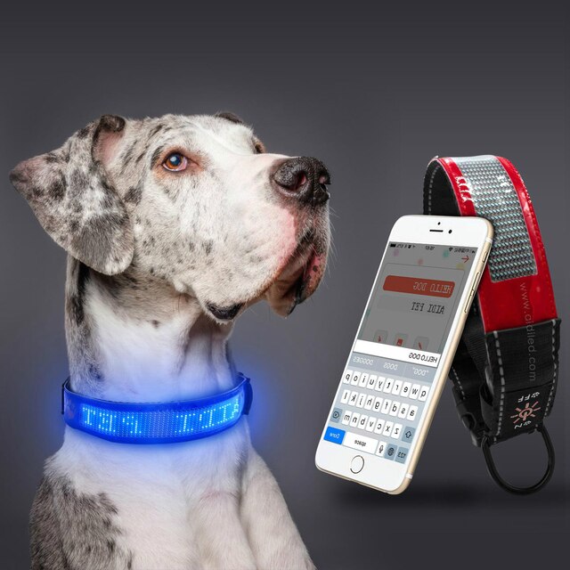 Ładowana USB obroża inteligentna z wyświetlaczem LED i Bluetooth dla zwierząt - z imieniem psa i regulacją długości - Wianko - 8