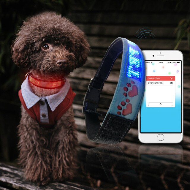 Ładowana USB obroża inteligentna z wyświetlaczem LED i Bluetooth dla zwierząt - z imieniem psa i regulacją długości - Wianko - 5