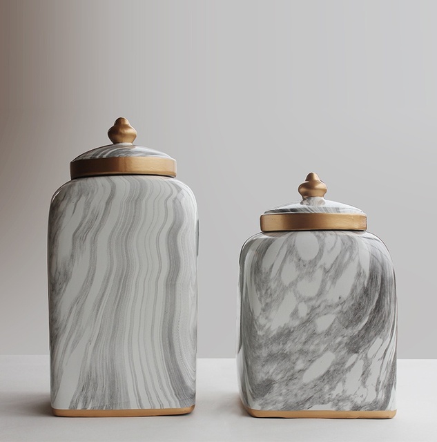 Retro marmurowy wazon ceramiczny z złotym wzorem – dekoracyjna roślinna doniczka do nowoczesnego wnętrza home nordycki ornament - Wianko - 1