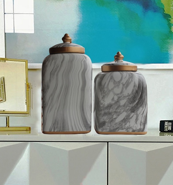 Retro marmurowy wazon ceramiczny z złotym wzorem – dekoracyjna roślinna doniczka do nowoczesnego wnętrza home nordycki ornament - Wianko - 4