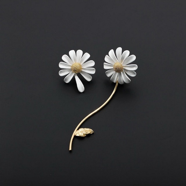Kolczyki wiszące stokrotka cyrkon motyl asymetryczne kwiaty 2021 moda - Wianko - 40
