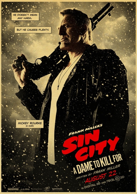 Plakat Sin City Vintage na papierze kraft dla domu, baru i kawiarni - Wianko - 5