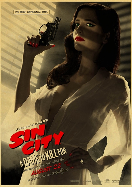 Plakat Sin City Vintage na papierze kraft dla domu, baru i kawiarni - Wianko - 18