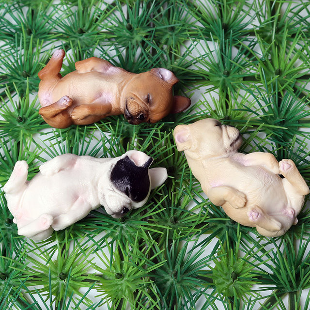 Figurka buldoga francuskiego Oenux Baby, imitacja zwierzęcia, piękny model szczeniaka, ozdoba domowa dla dzieci - Wianko - 9
