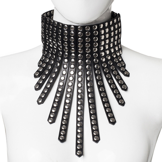 Goth Punk czarna skórzana obroża Choker - nowoczesna biżuteria dla kobiet - Wianko - 3