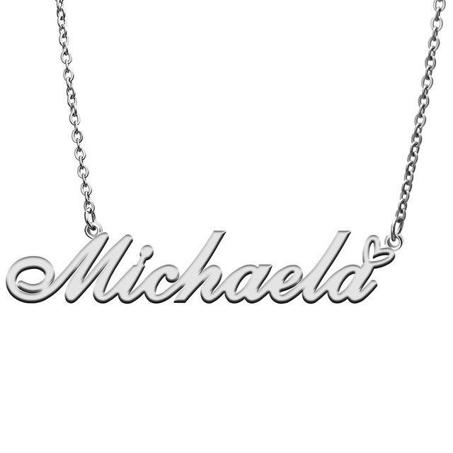 Naszyjnik Love Heart Michaela - złoty i srebrny wisiorek ze stali nierdzewnej z tabliczką znamionową - prezent dla matki, dziewczyny i dziecka - Wianko - 2