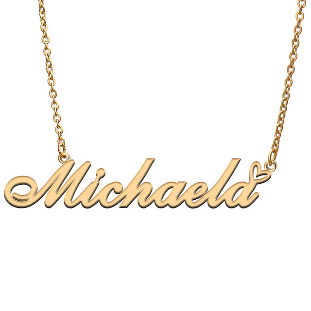 Naszyjnik Love Heart Michaela - złoty i srebrny wisiorek ze stali nierdzewnej z tabliczką znamionową - prezent dla matki, dziewczyny i dziecka - Wianko - 1