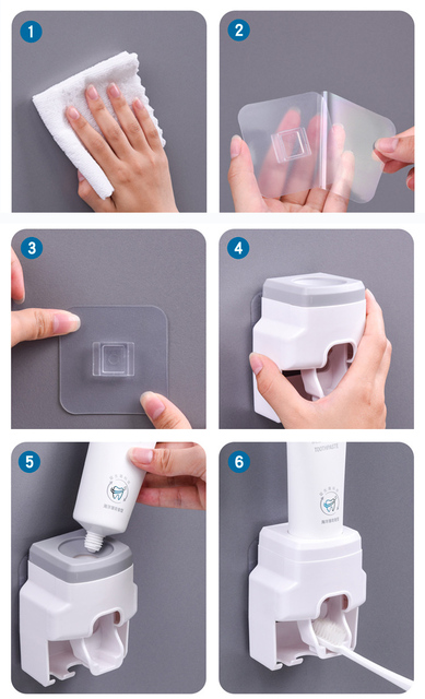 Automatyczny uchwyt na szczoteczki do zębów i dozownik pasty - wyciskacz samoprzylepny do łazienki - Wianko - 6