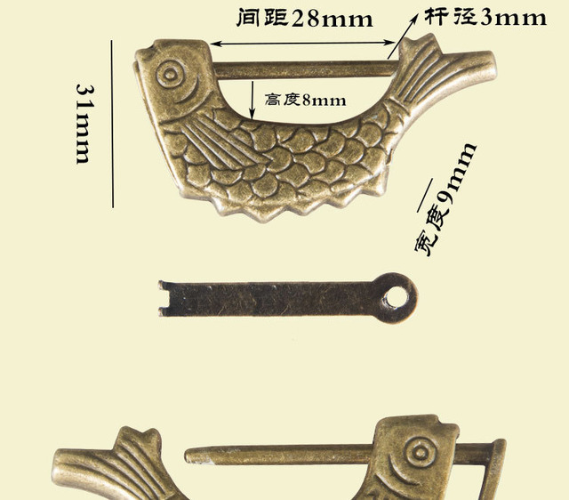 Mini kłódka do szafki w stylu chińskim - Vintage Keyed, brązowe wykończenie - Wianko - 12