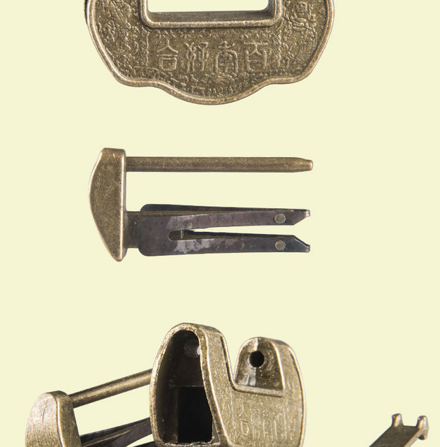 Mini kłódka do szafki w stylu chińskim - Vintage Keyed, brązowe wykończenie - Wianko - 21