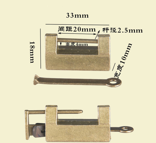 Mini kłódka do szafki w stylu chińskim - Vintage Keyed, brązowe wykończenie - Wianko - 6