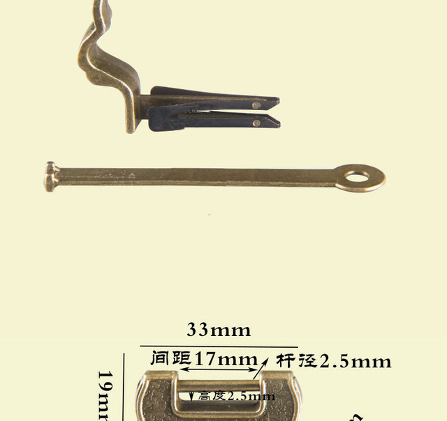 Mini kłódka do szafki w stylu chińskim - Vintage Keyed, brązowe wykończenie - Wianko - 18