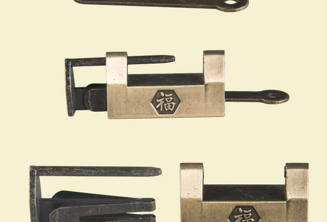 Mini kłódka do szafki w stylu chińskim - Vintage Keyed, brązowe wykończenie - Wianko - 2