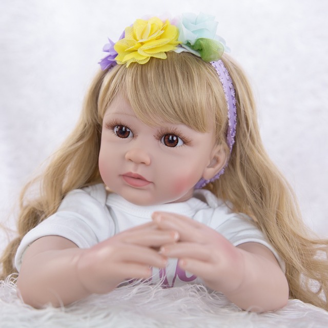 Lalka Reborn w modnym stylu 60cm z miękkim ciałem i blond włosami dla dziewczynek - Wianko - 16