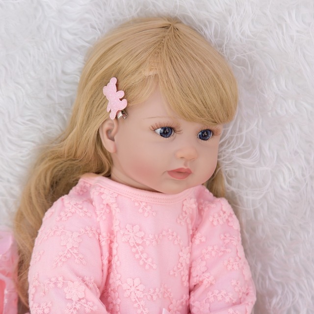 Lalka Reborn w modnym stylu 60cm z miękkim ciałem i blond włosami dla dziewczynek - Wianko - 10