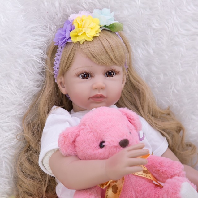 Lalka Reborn w modnym stylu 60cm z miękkim ciałem i blond włosami dla dziewczynek - Wianko - 12