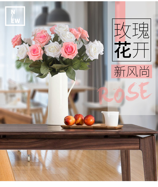 Sztuczna imitacja czerwonej róży - sztuczny kwiat z jedwabiu do dekoracji wnętrza domowego i stołu w pokoju dziennym - Wianko - 10