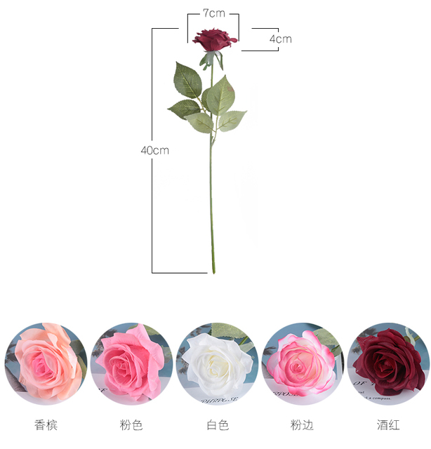 Sztuczna imitacja czerwonej róży - sztuczny kwiat z jedwabiu do dekoracji wnętrza domowego i stołu w pokoju dziennym - Wianko - 14
