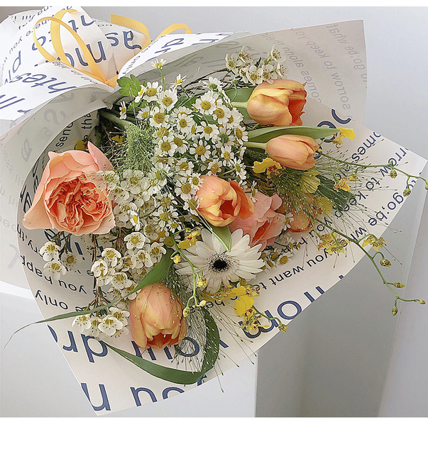10 arkuszy papieru kredowego do druku ozdobnego owijania bukietów, wzór kwiatowy, DIY prezent - Wianko - 10