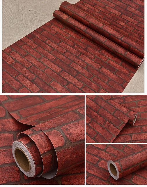 Samoprzylepna wodoodporna tapeta ścienna z motywem cegły - retro style, czerwona, PVC, gruba, dla jadalni - Wianko - 10