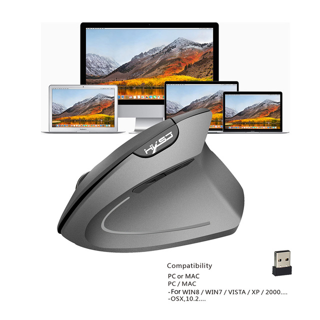 HXSJ Mysz pionowa ergonomiczna 2.4G bezprzewodowa z odbiornikiem USB, zamiennik dla notebooków Laptop Macbook - Wianko - 5