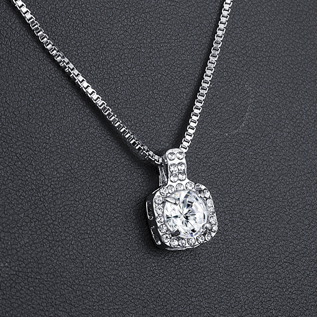 Metalowy naszyjnik z wisiorkiem z kryształem Rhinestone i cyrkoniami - biżuteria ślubna - Wianko - 4