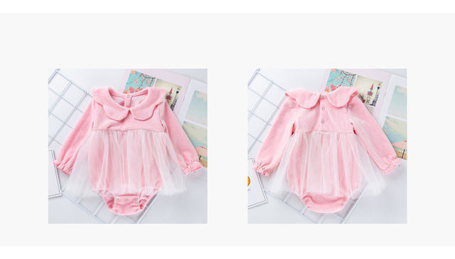 Wiosenny i jesienny komplet niemowlęcy z długim rękawem - Romper trójkąt Cute Baby Girl - Wianko - 2