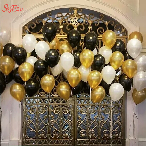 Złote białe lateksowe balony o średnicy 10 cali - 100 sztuk w opakowaniu - Wianko - 9
