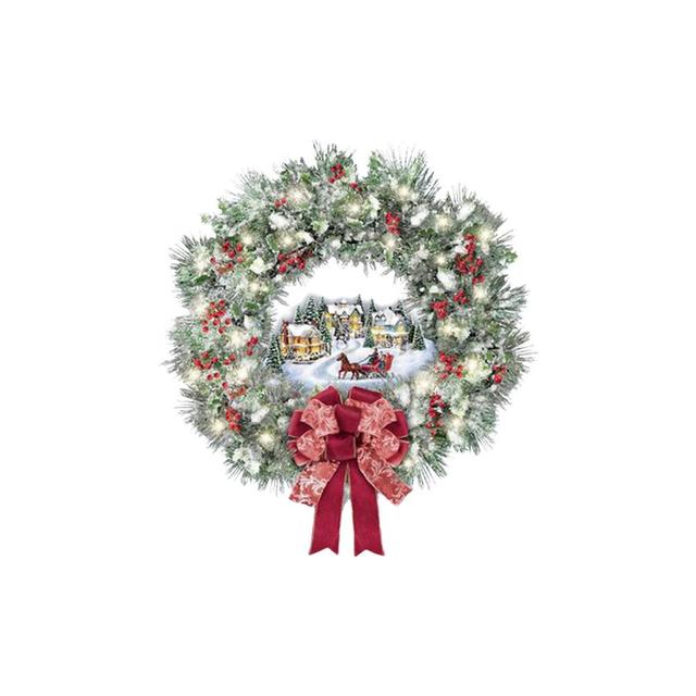 Dekoracyjny drewniany wieniec Świętego Mikołaja i bałwana - ozdoba na Boże Narodzenie - Wianko - 5