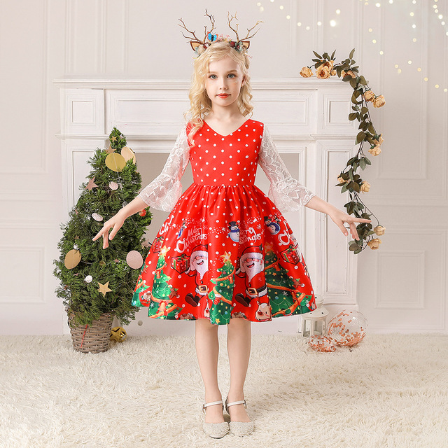 Sukienka świąteczna dla dziewczynek w stylu księżniczki - mikołajkowy kostium z bałwankiem na Nowy Rok Xmas - Wianko - 12