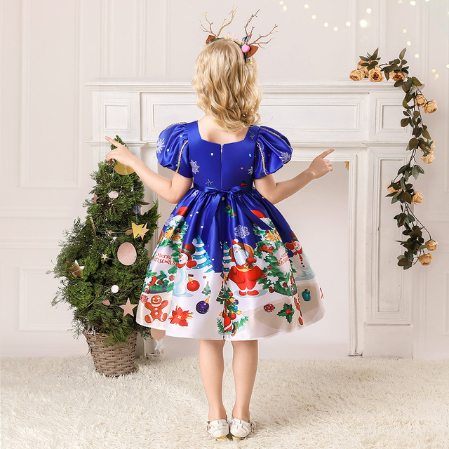 Sukienka świąteczna dla dziewczynek w stylu księżniczki - mikołajkowy kostium z bałwankiem na Nowy Rok Xmas - Wianko - 21