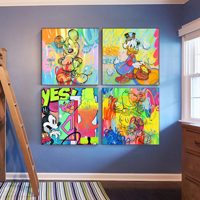 Plakat Obraz na płótnie Mickey Mouse i Kaczor Donald do dekoracji domu i pokoju - bezramowy - Wianko - 3