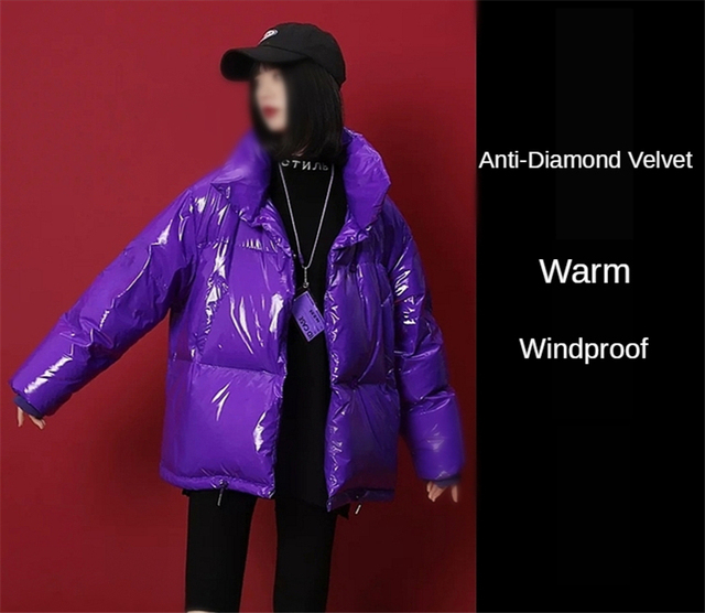 Lekka wiatroodporna kurtka puchowa wodoodporna, wykonana z bawełny i jasnego perłowego materiału do szycia - Wianko - 4
