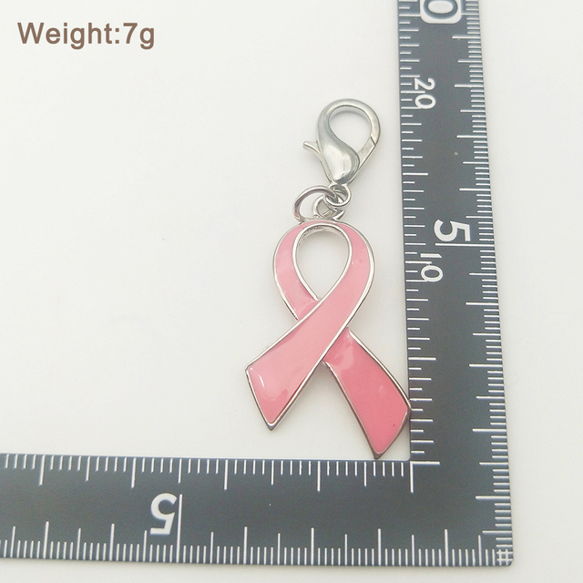 Breloczek Premium: Stop metali, ostrzeżenie raka piersi, czerwona różowa wstążka - Wianko - 3
