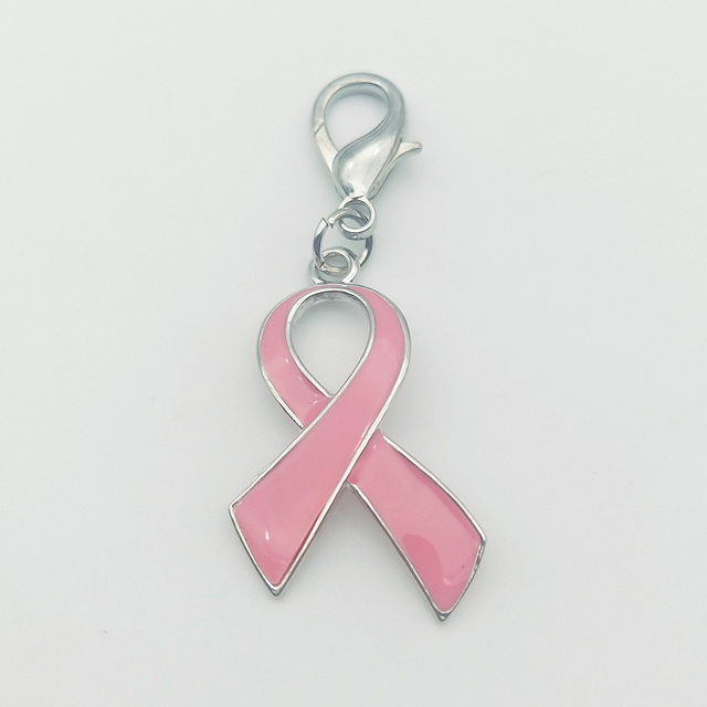 Breloczek Premium: Stop metali, ostrzeżenie raka piersi, czerwona różowa wstążka - Wianko - 1