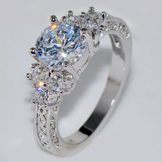 Pierścionek biżuteryjny z kryształem górskim dla luksusowej kobiety - srebrny - Wianko - 5