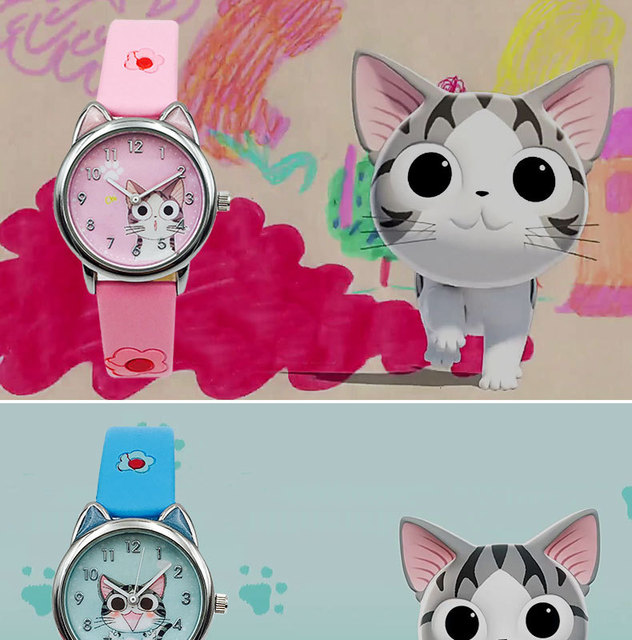 JOYROX Zegarek dziecięcy analogowy dla dziewczynki - wzór kota - Wianko - 27