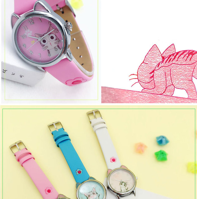 JOYROX Zegarek dziecięcy analogowy dla dziewczynki - wzór kota - Wianko - 34