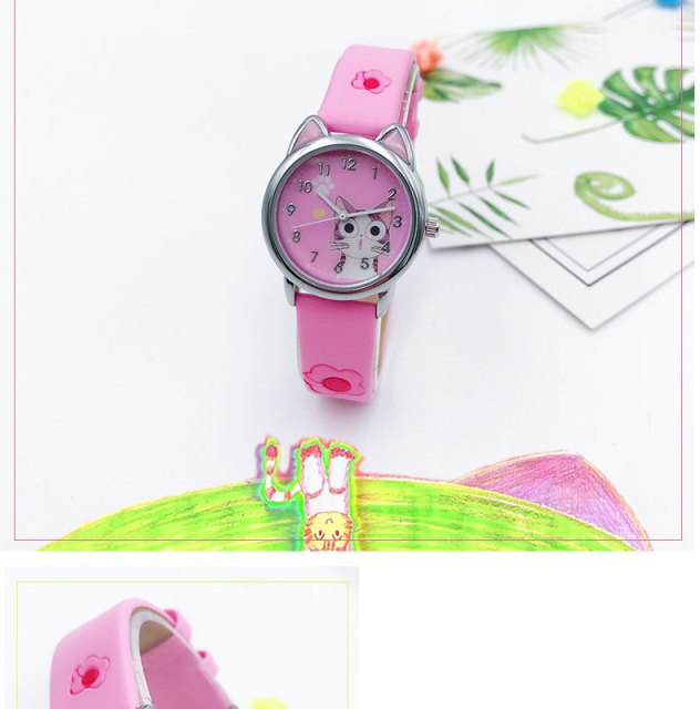 JOYROX Zegarek dziecięcy analogowy dla dziewczynki - wzór kota - Wianko - 12