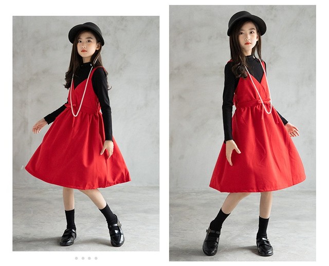 Jesienna sukienka dla dziewczynek 6-16 lat - czerwona, świąteczna, zimowa odzież dla dzieci - Wianko - 10