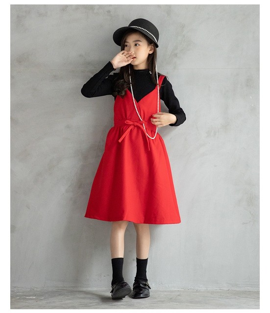 Jesienna sukienka dla dziewczynek 6-16 lat - czerwona, świąteczna, zimowa odzież dla dzieci - Wianko - 7