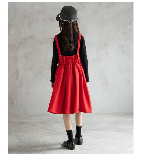 Jesienna sukienka dla dziewczynek 6-16 lat - czerwona, świąteczna, zimowa odzież dla dzieci - Wianko - 5