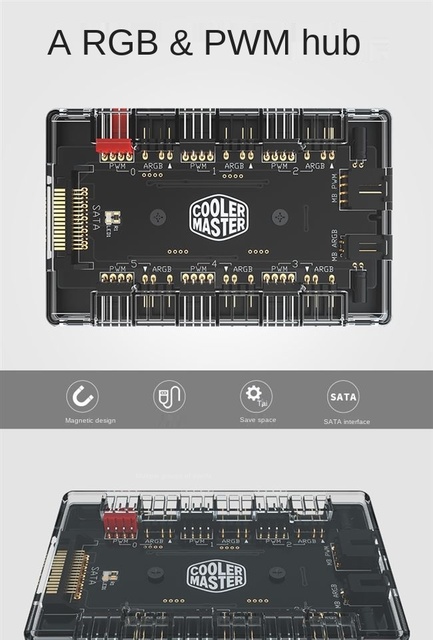 Splitter 1 do 6 sposobów na podłączenie zasilania wentylatorów obudowy RGB 5V/3PIN z interfejsem ARGB PWM i złączem SATA - Wianko - 1