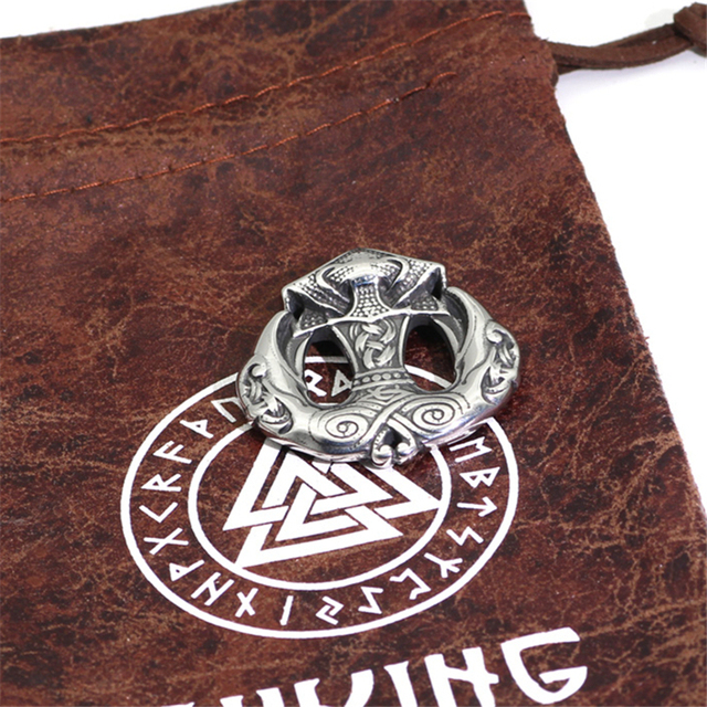 Młot Thora Mjolnir Vintage - Wisiorek Viking Odin Amulet - Naszyjnik z Wiśniorem - Biżuteria Punkowa ze stali nierdzewnej - Wianko - 10